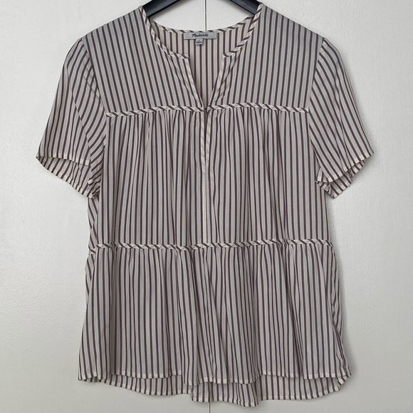 NWOT Madewell Seamed Popover Top, Dunfield Stripe - Picture 6 of 11